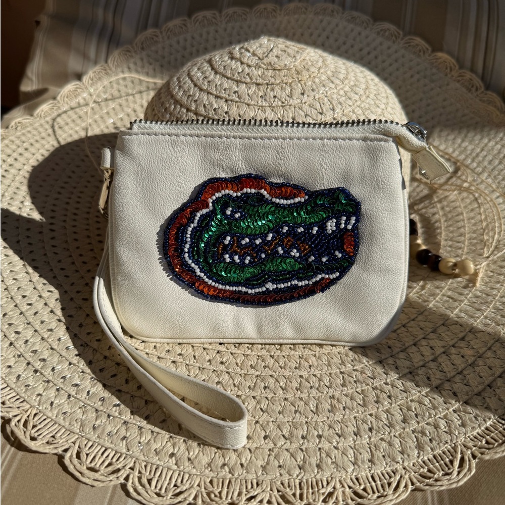 Aminco NCAA Florida Gators Sequin and Beaded Zippered Leather Wristlet